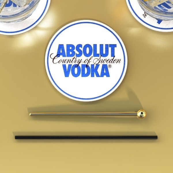 Wine Table Rack Bottles and Glasses 3D model_24