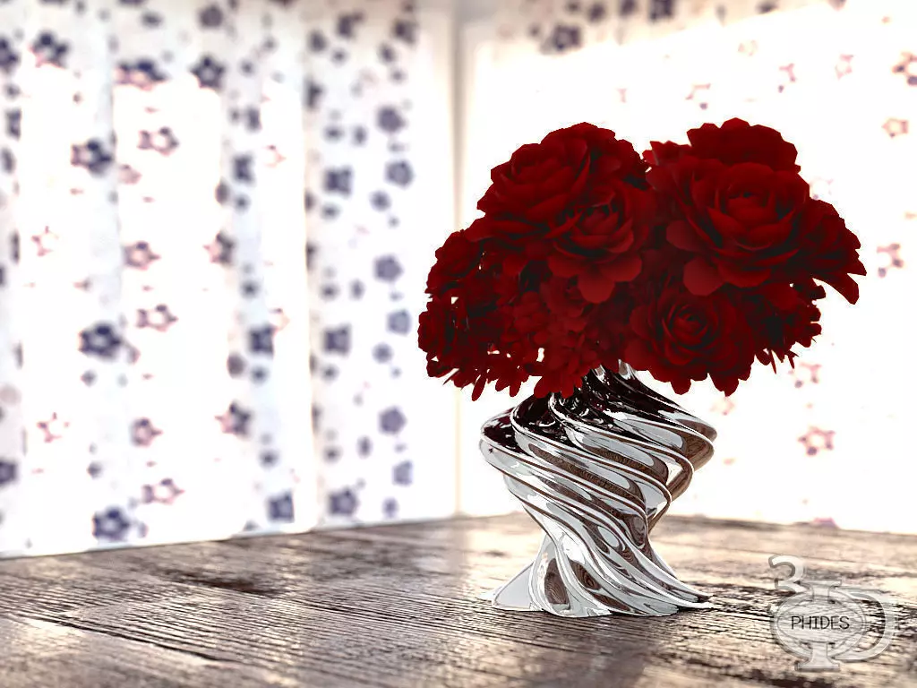 Vase 1 with flowers 3D model_0