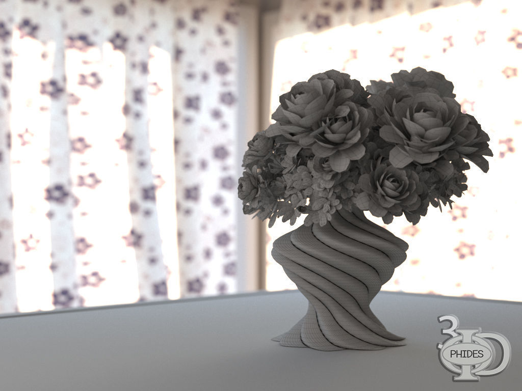 Vase 1 with flowers 3D model_2