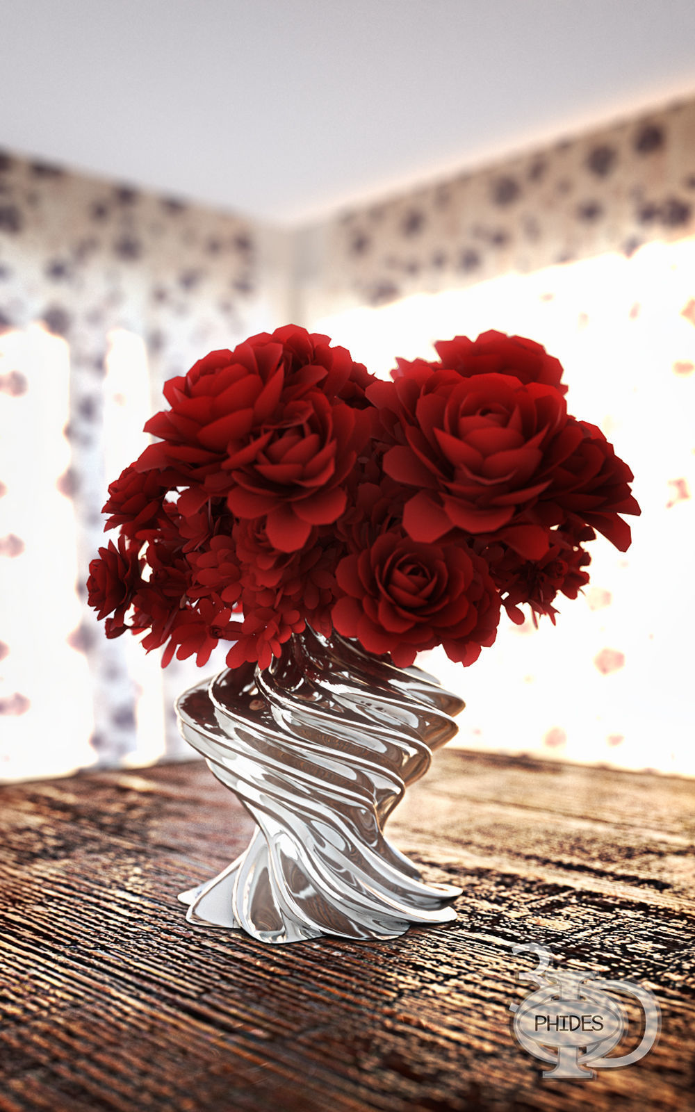 Vase 1 with flowers 3D model_1