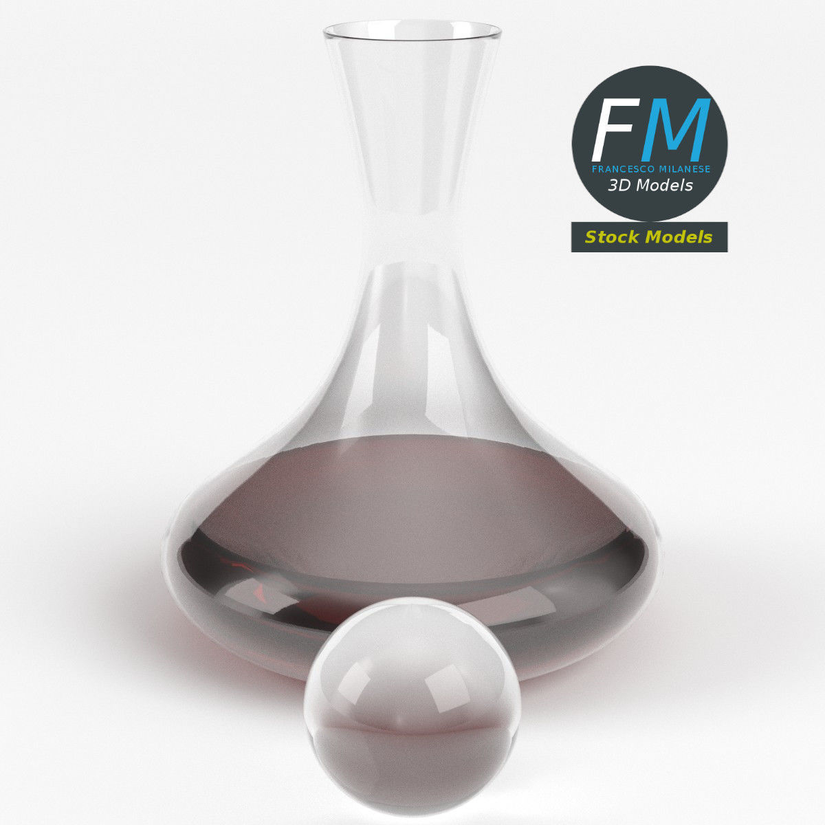Wine decanter with stopper 3D model_4