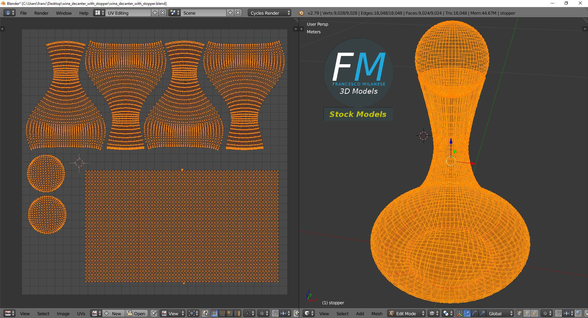 Wine decanter with stopper 3D model_10