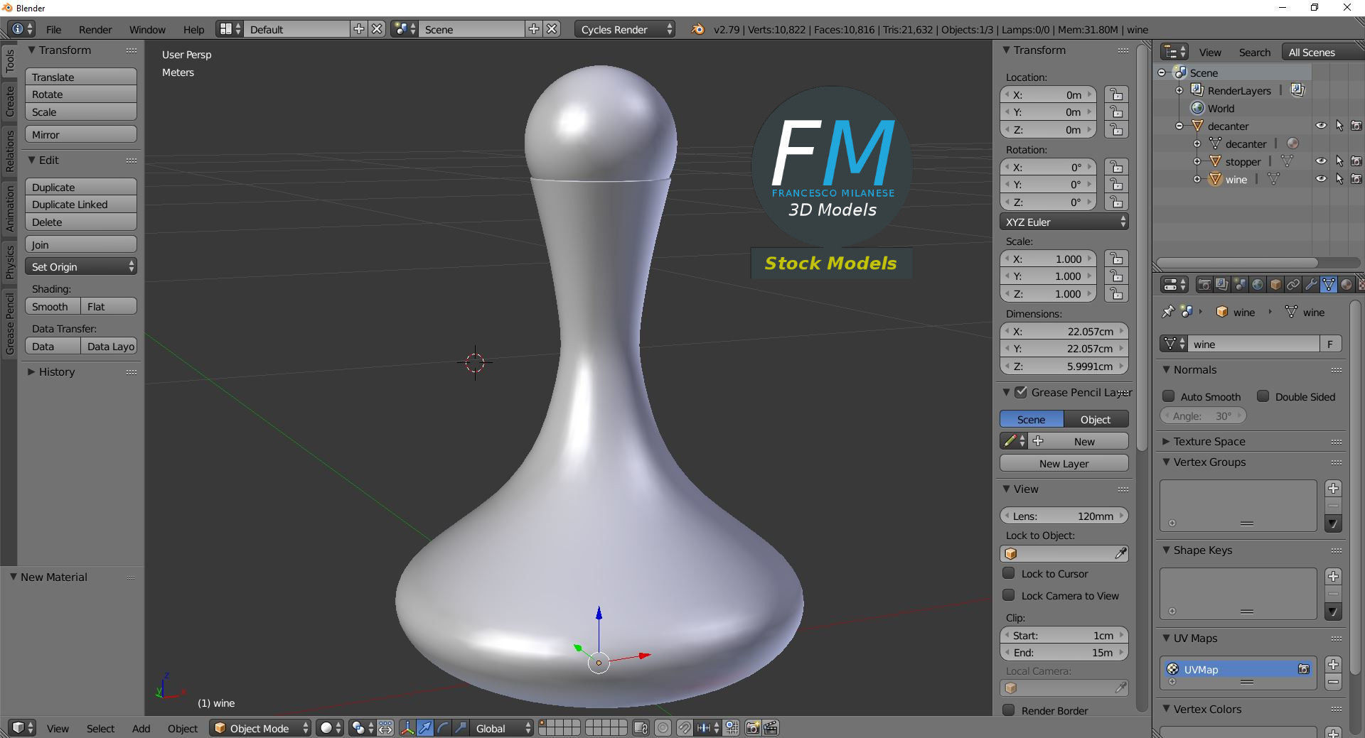 Wine decanter with stopper 3D model_9