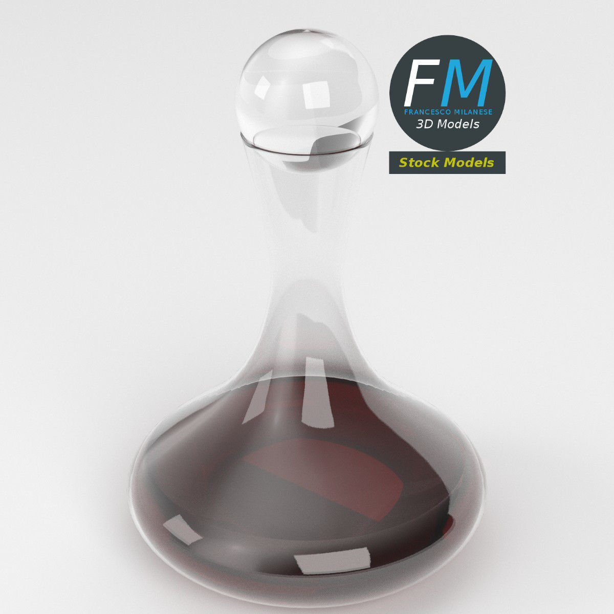 Wine decanter with stopper 3D model_2
