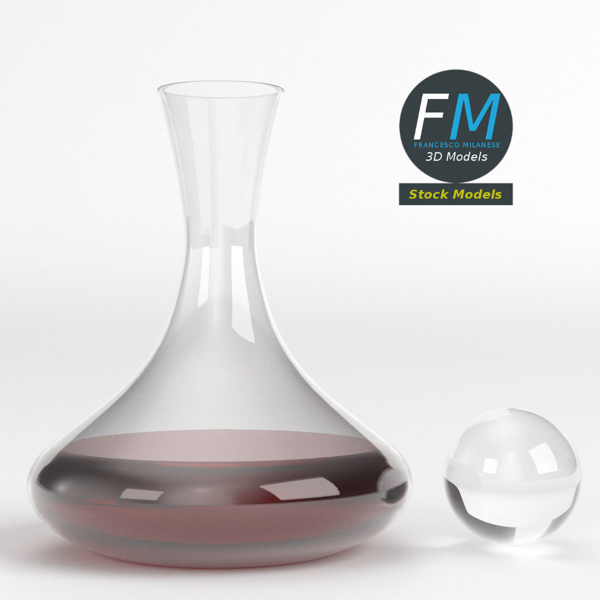 Wine decanter with stopper 3D model_3