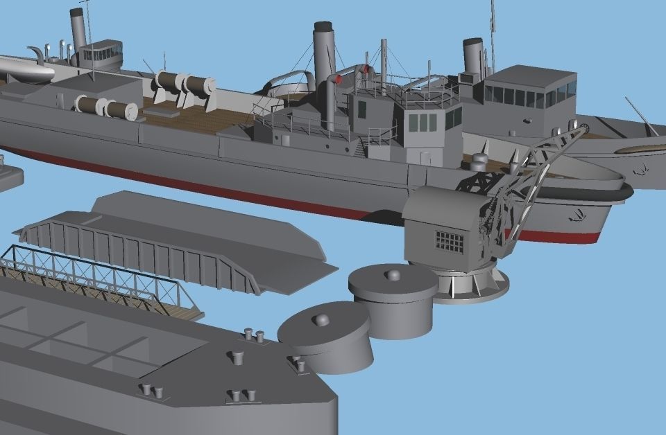 Imperial Japanese Navy For the Background Simplicity Pontoon Set 3D model_4