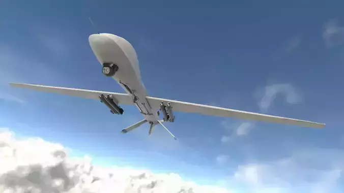 Low Poly PBR Game Ready MQ-1C Drone Low-poly 3D model