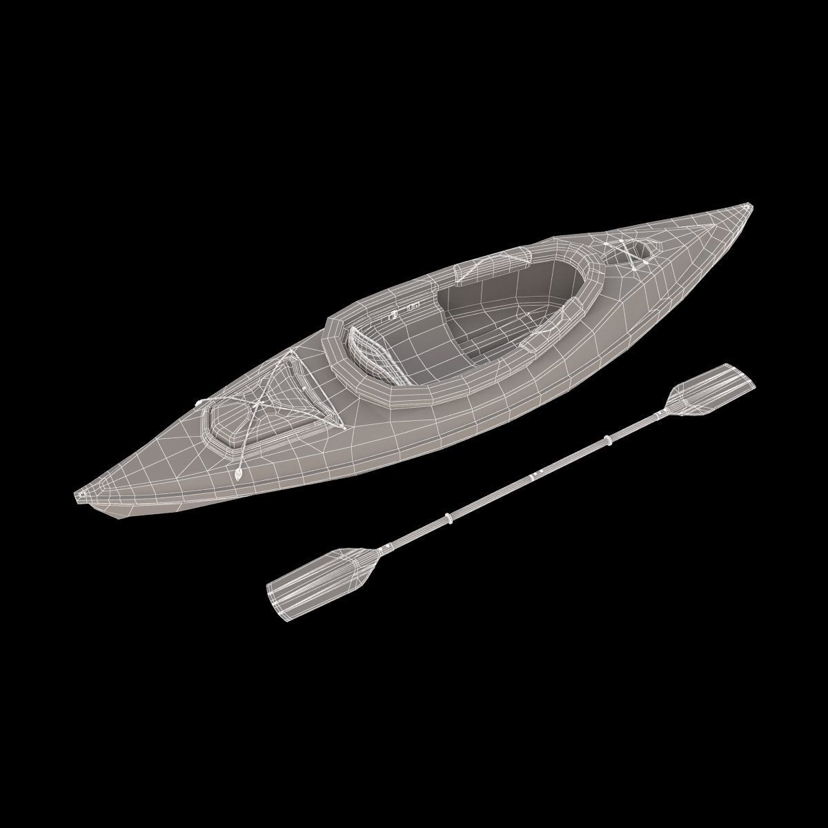 Sport Boat With Paddle 3D model_11