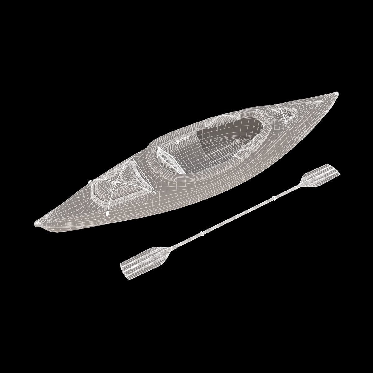 Sport Boat With Paddle 3D model_13