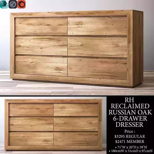 RH RECLAIMED RUSSIAN OAK 6-DRAWER DRESSER