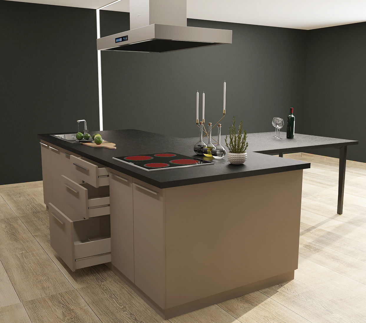 Island Kitchen 3D model_1