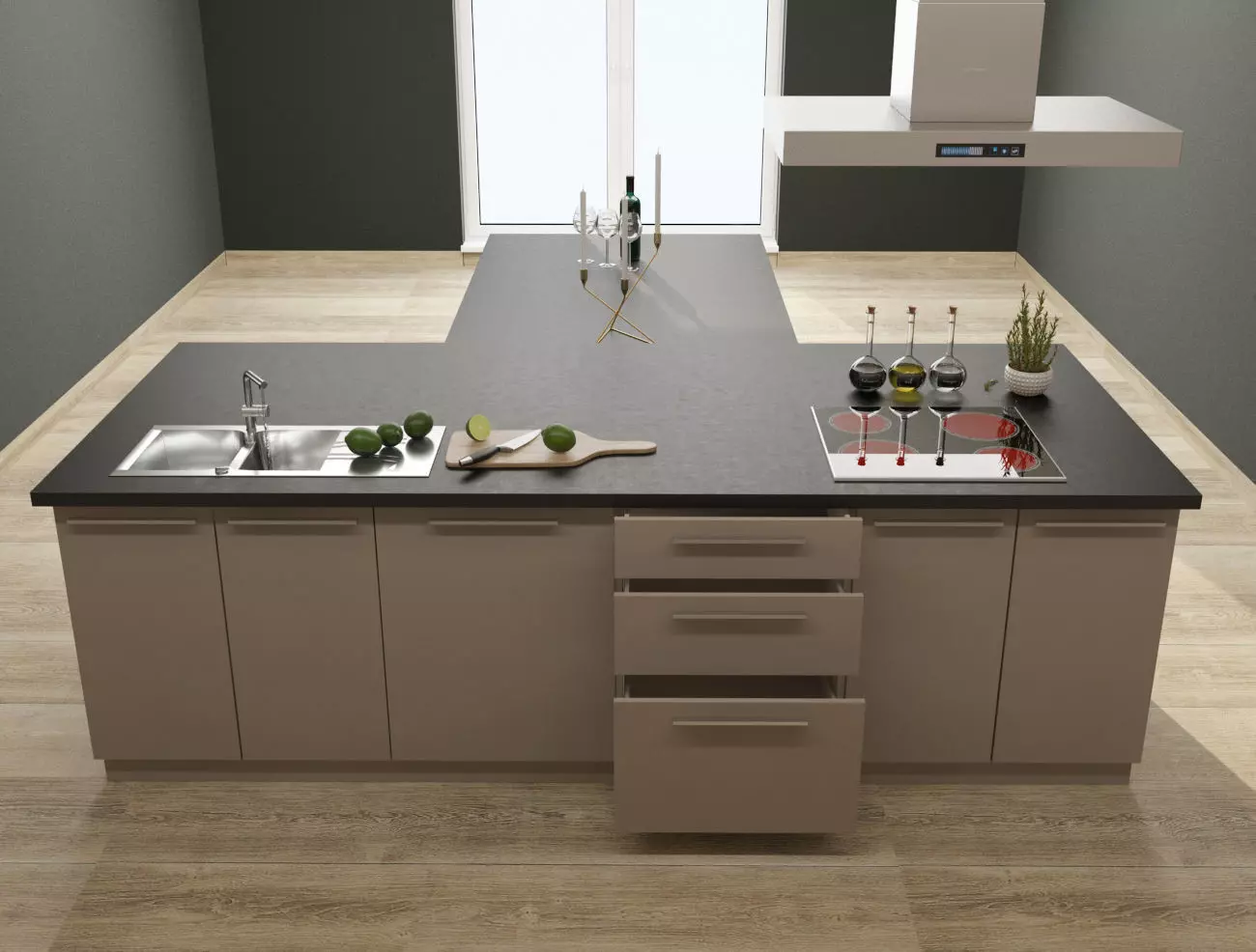 Island Kitchen 3D model_0