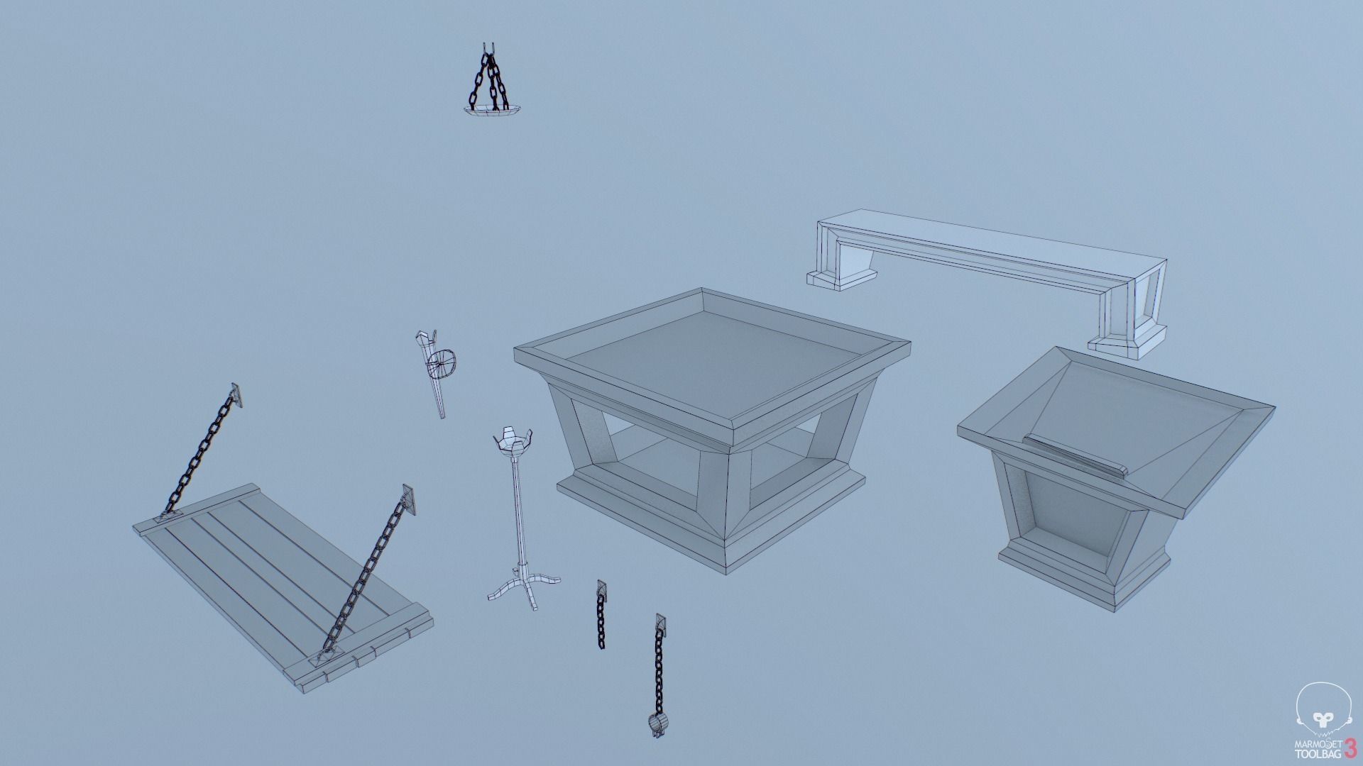 Modular Dungeon PBR Low-poly 3D model_19