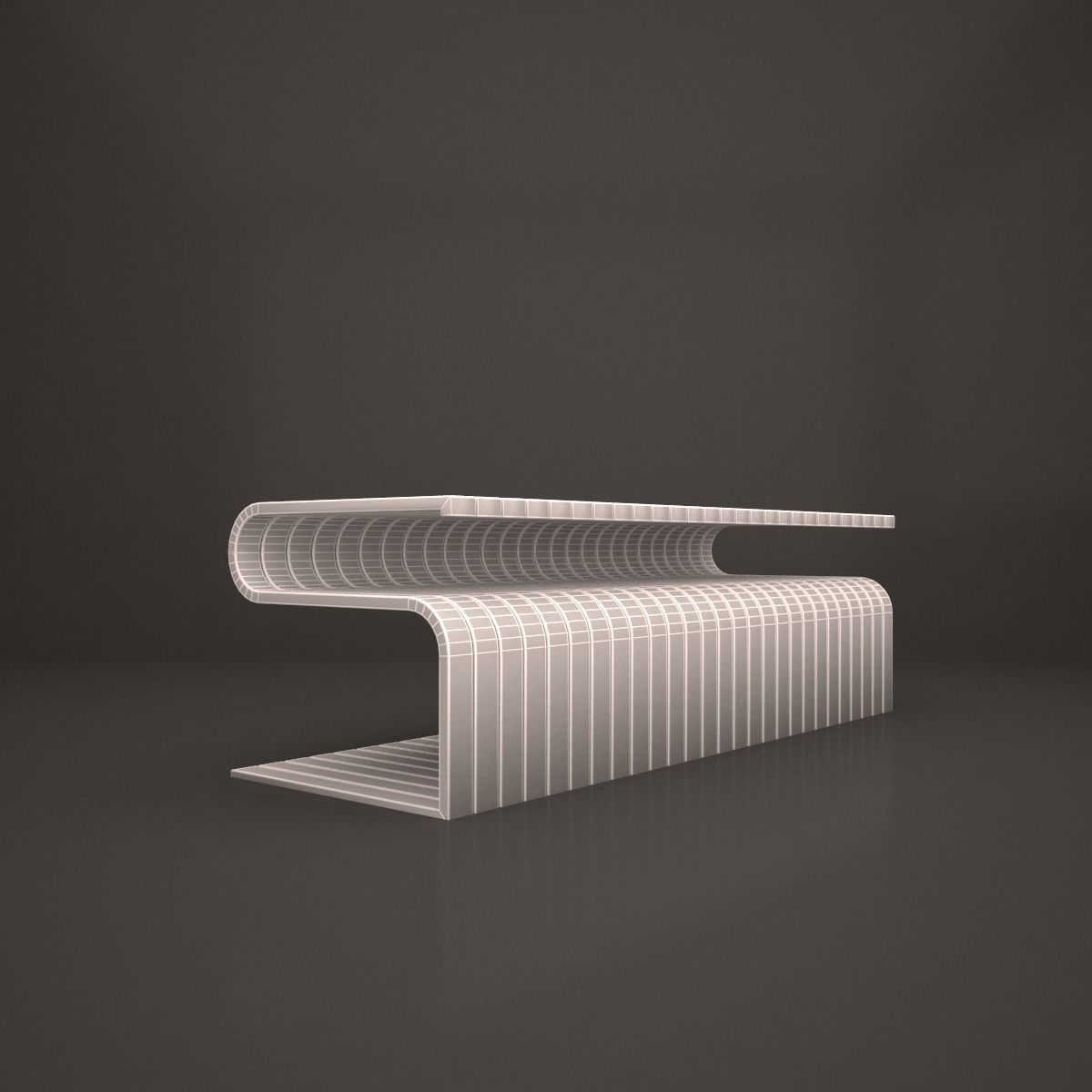 bench coffee table made of wood 3D model_4