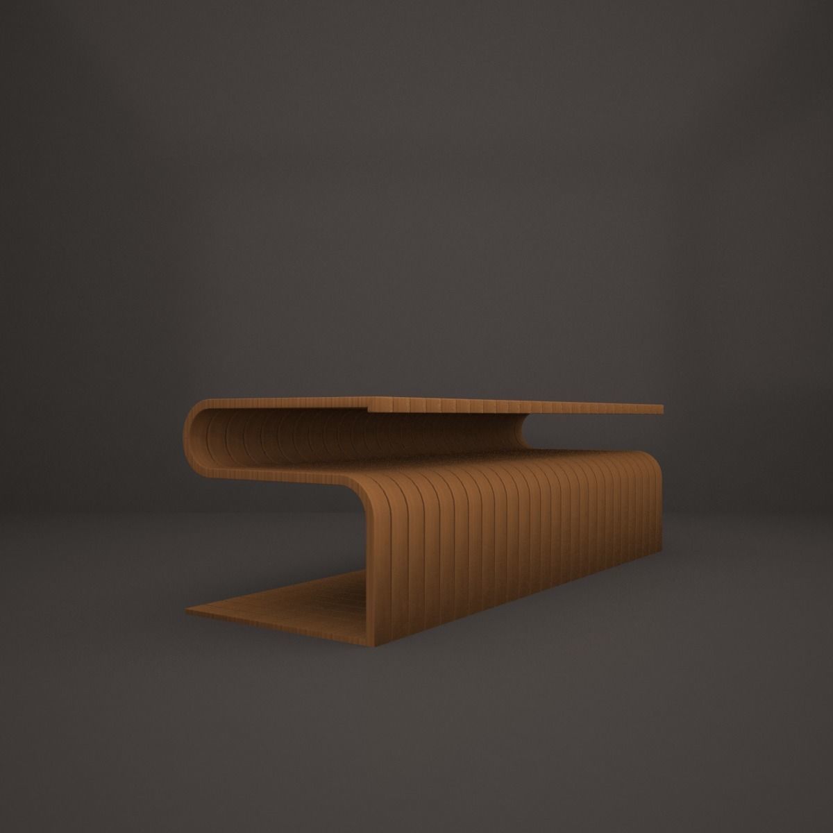 bench coffee table made of wood 3D model_0