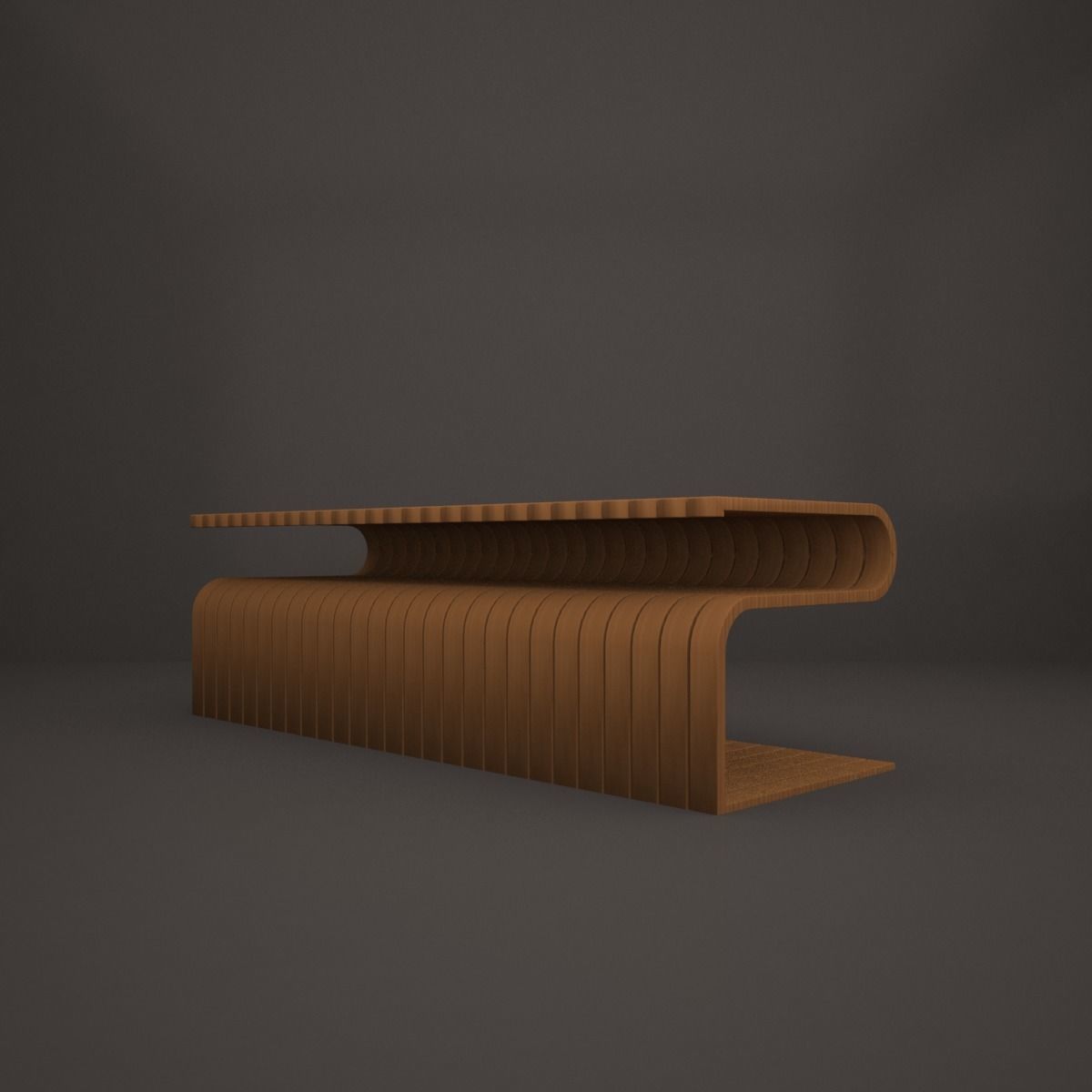 bench coffee table made of wood 3D model_3