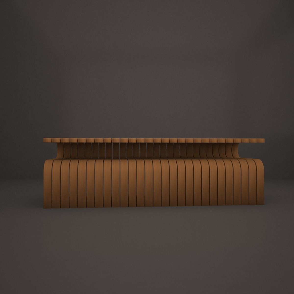 bench coffee table made of wood 3D model_1