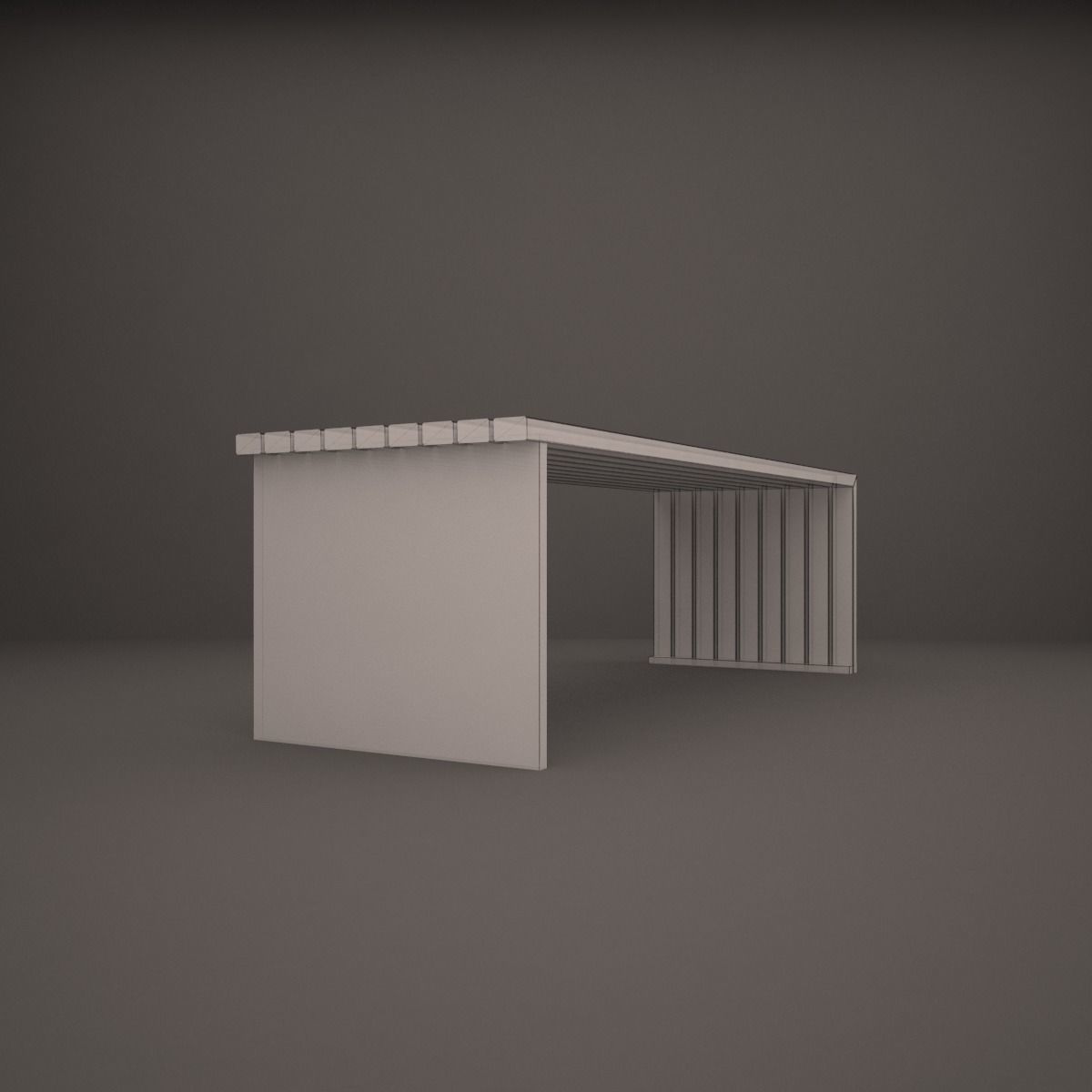 bench wooden and table 3D model_6