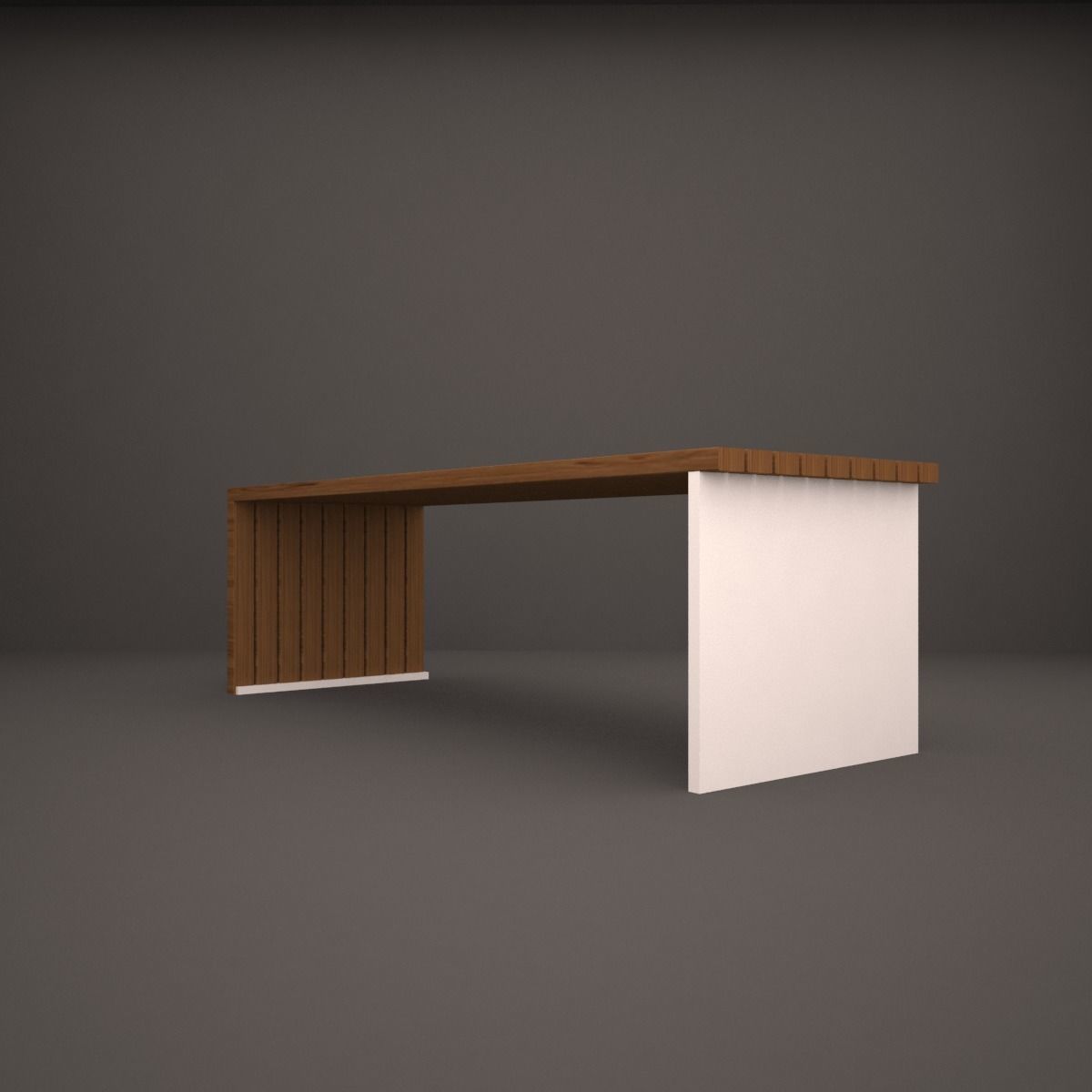 bench wooden and table 3D model_2