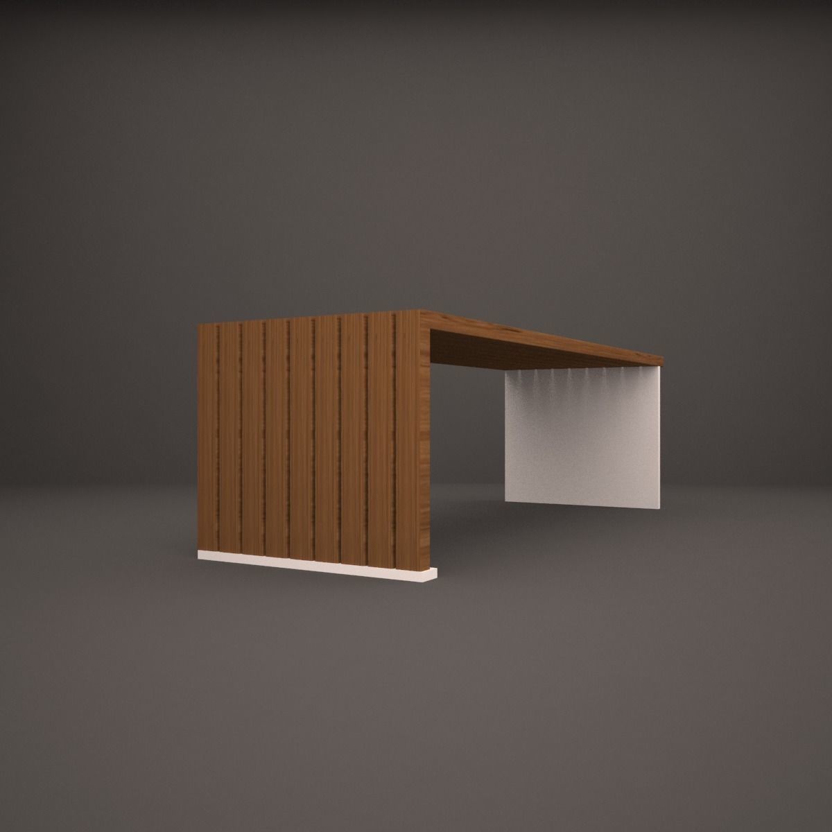 bench wooden and table 3D model_4