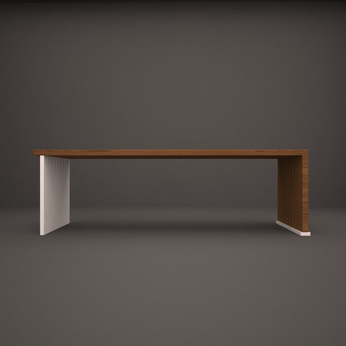 bench wooden and table 3D model_5