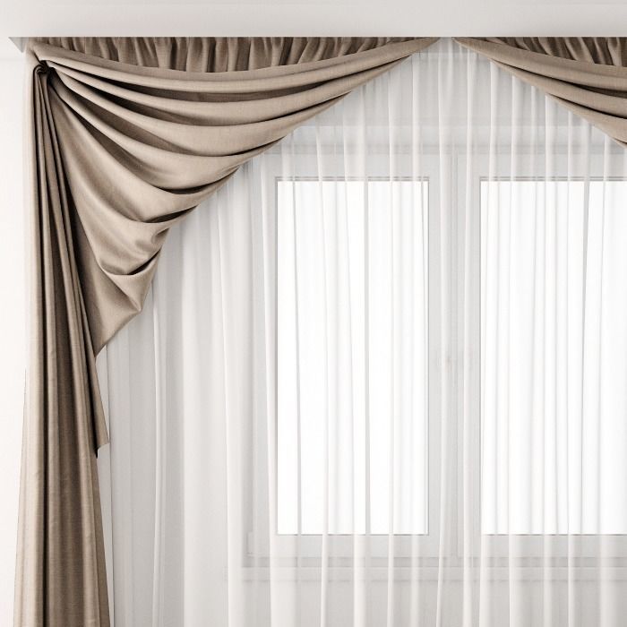Curtain19 curtain with drapes 3D model_3