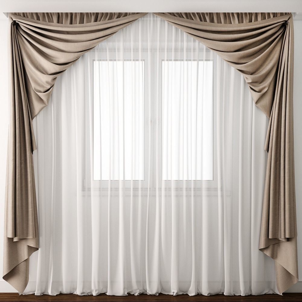 Curtain19 curtain with drapes 3D model_0