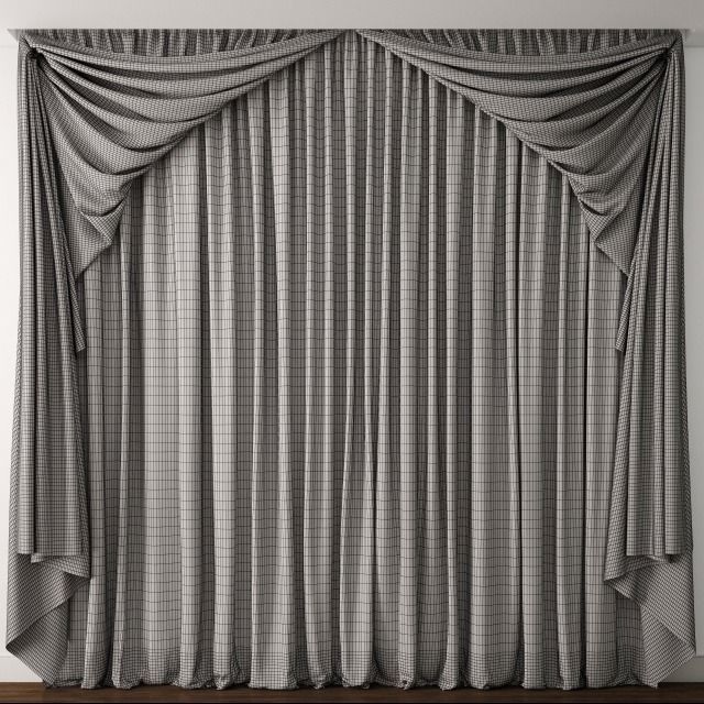 Curtain19 curtain with drapes 3D model_2