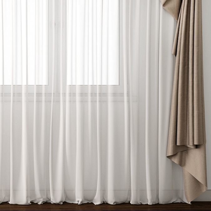 Curtain19 curtain with drapes 3D model_1