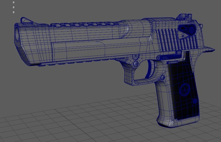 Deagle silver gun 3D model_3