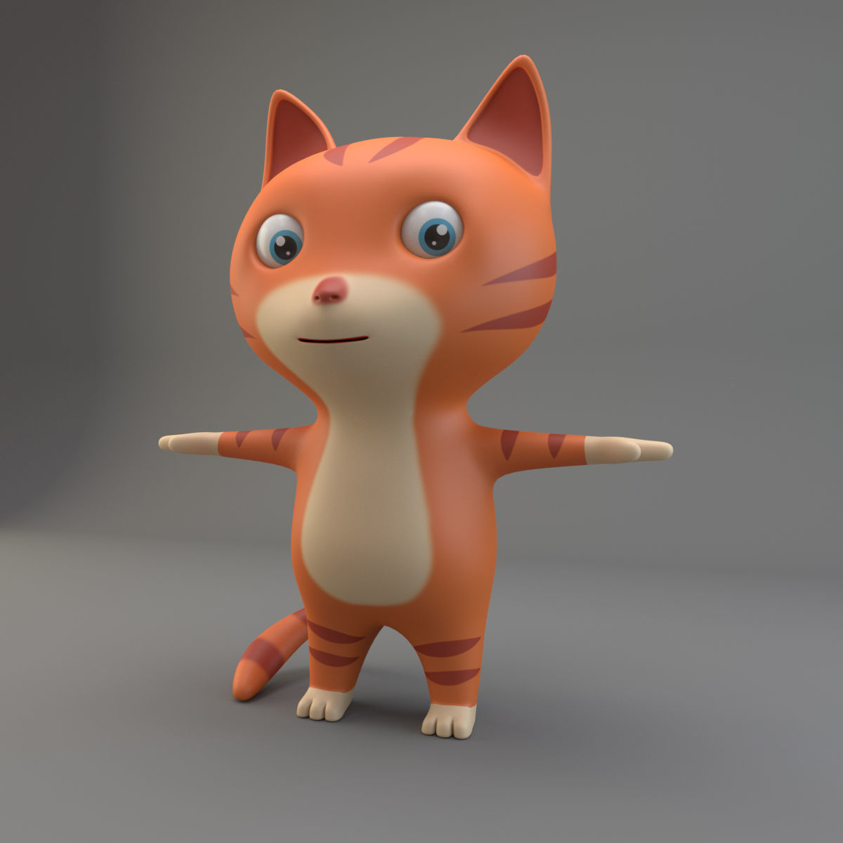Cartoon Cat Low-poly 3D model_1