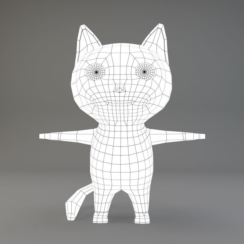 Cartoon Cat Low-poly 3D model_4