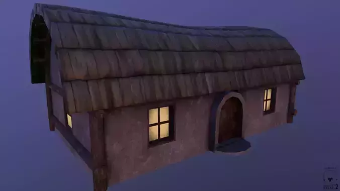 Lowpoly house cottage with roof