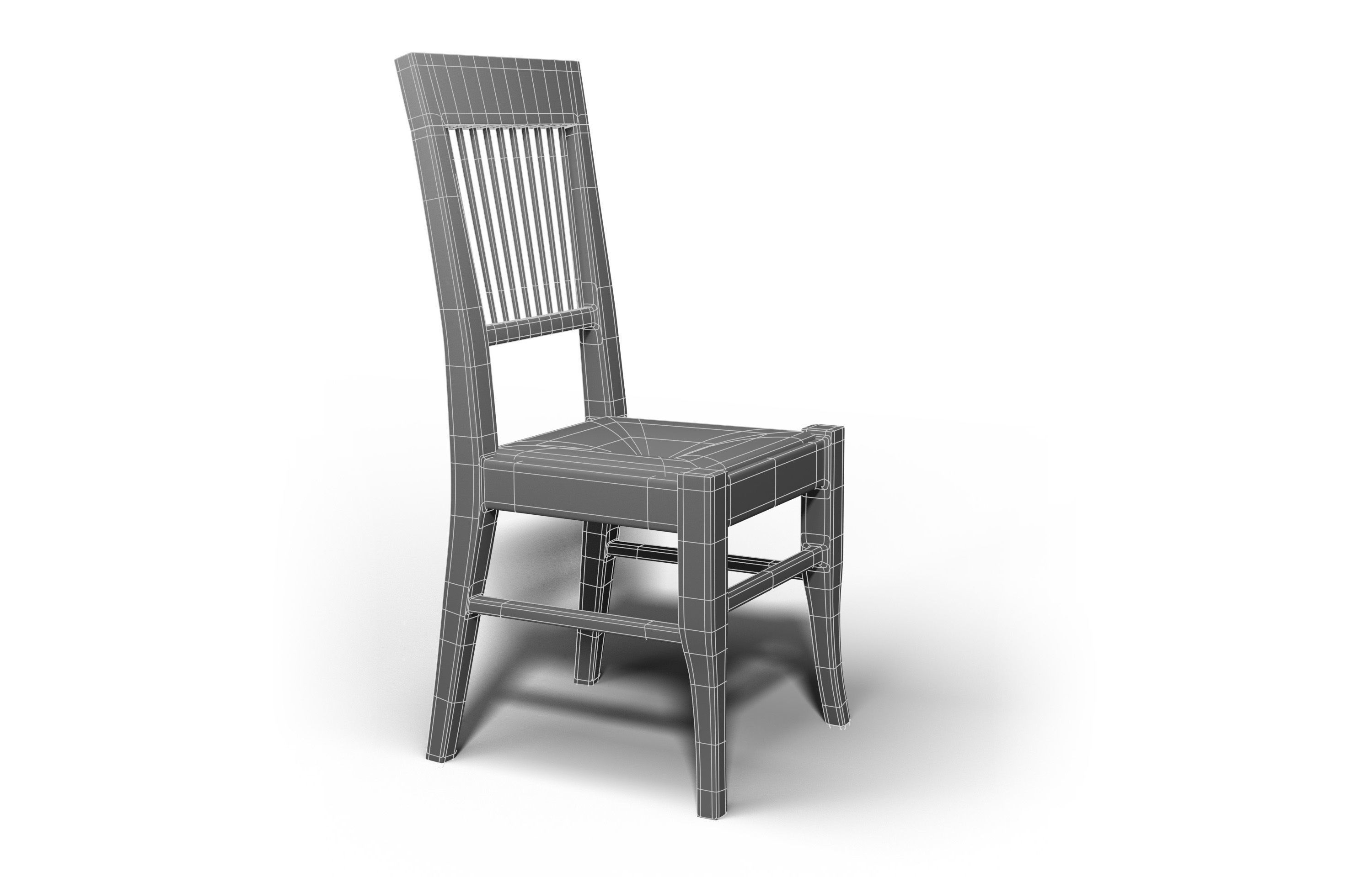 Wooden Chair Low-poly 3D model_12