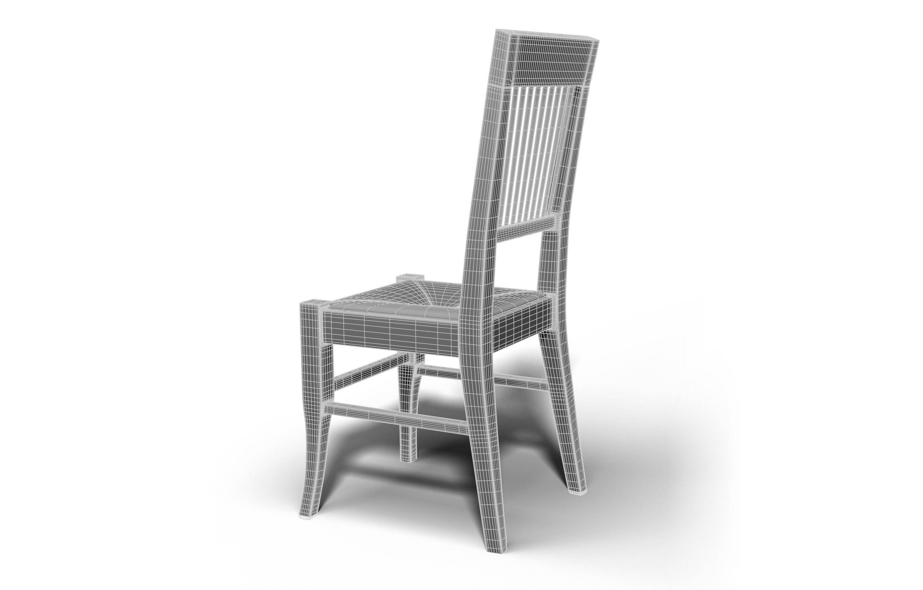 Wooden Chair Low-poly 3D model_19