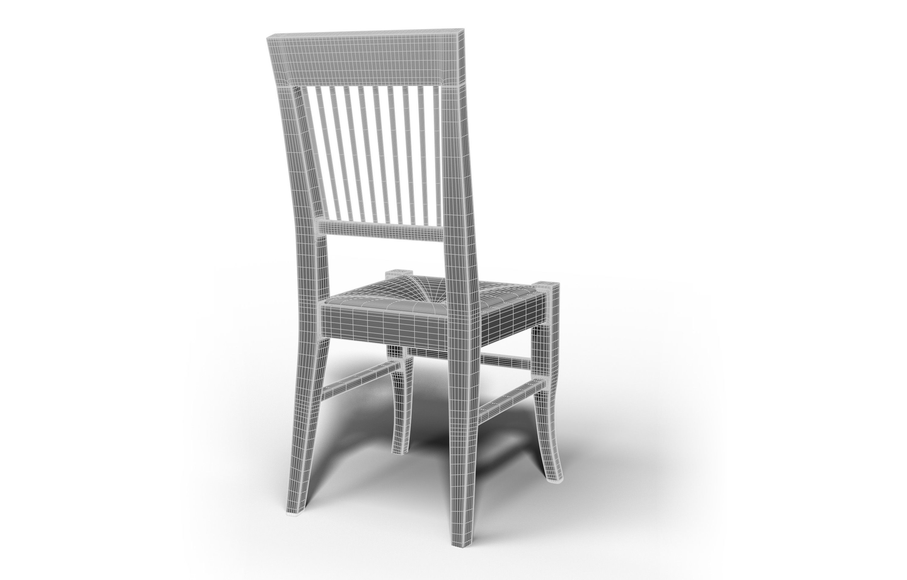 Wooden Chair Low-poly 3D model_16