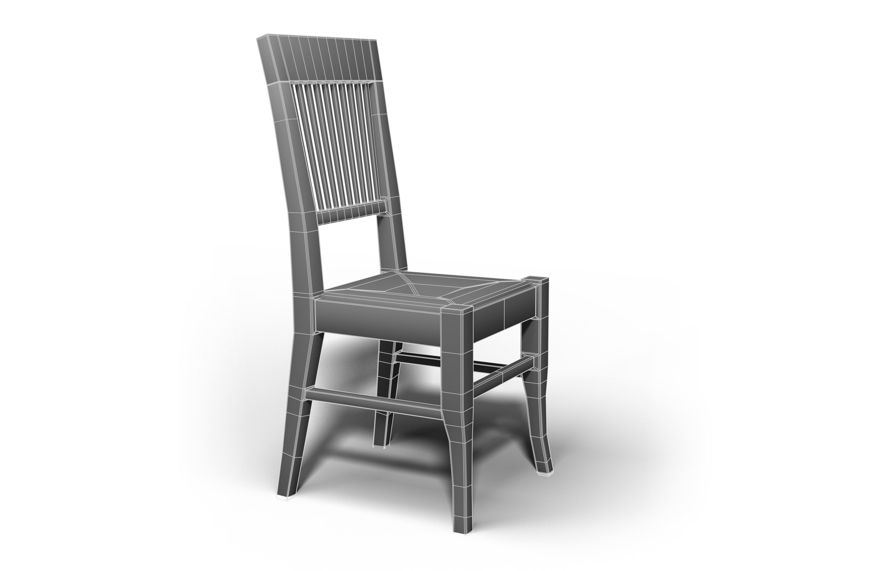 Wooden Chair Low-poly 3D model_11