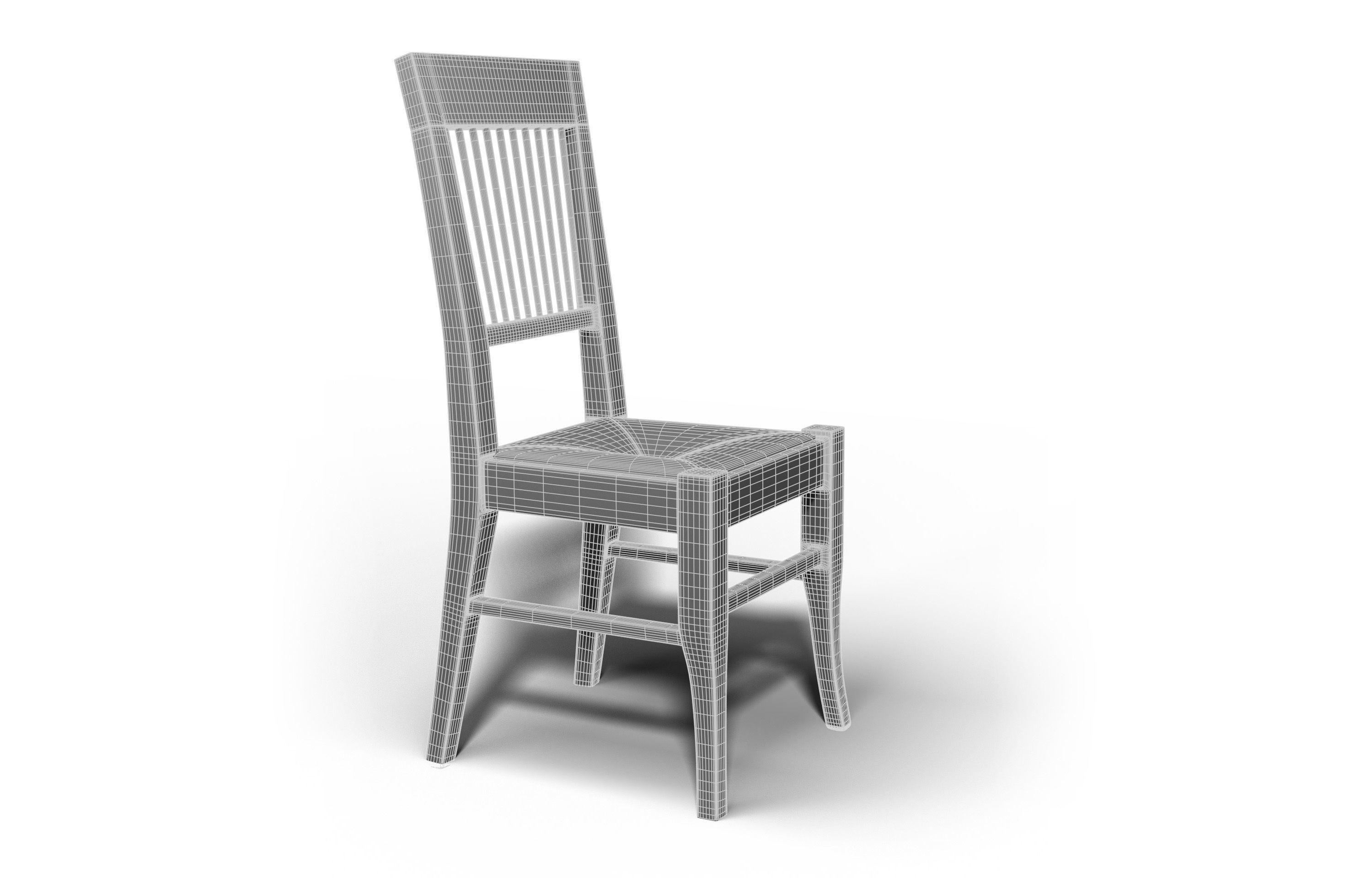 Wooden Chair Low-poly 3D model_13