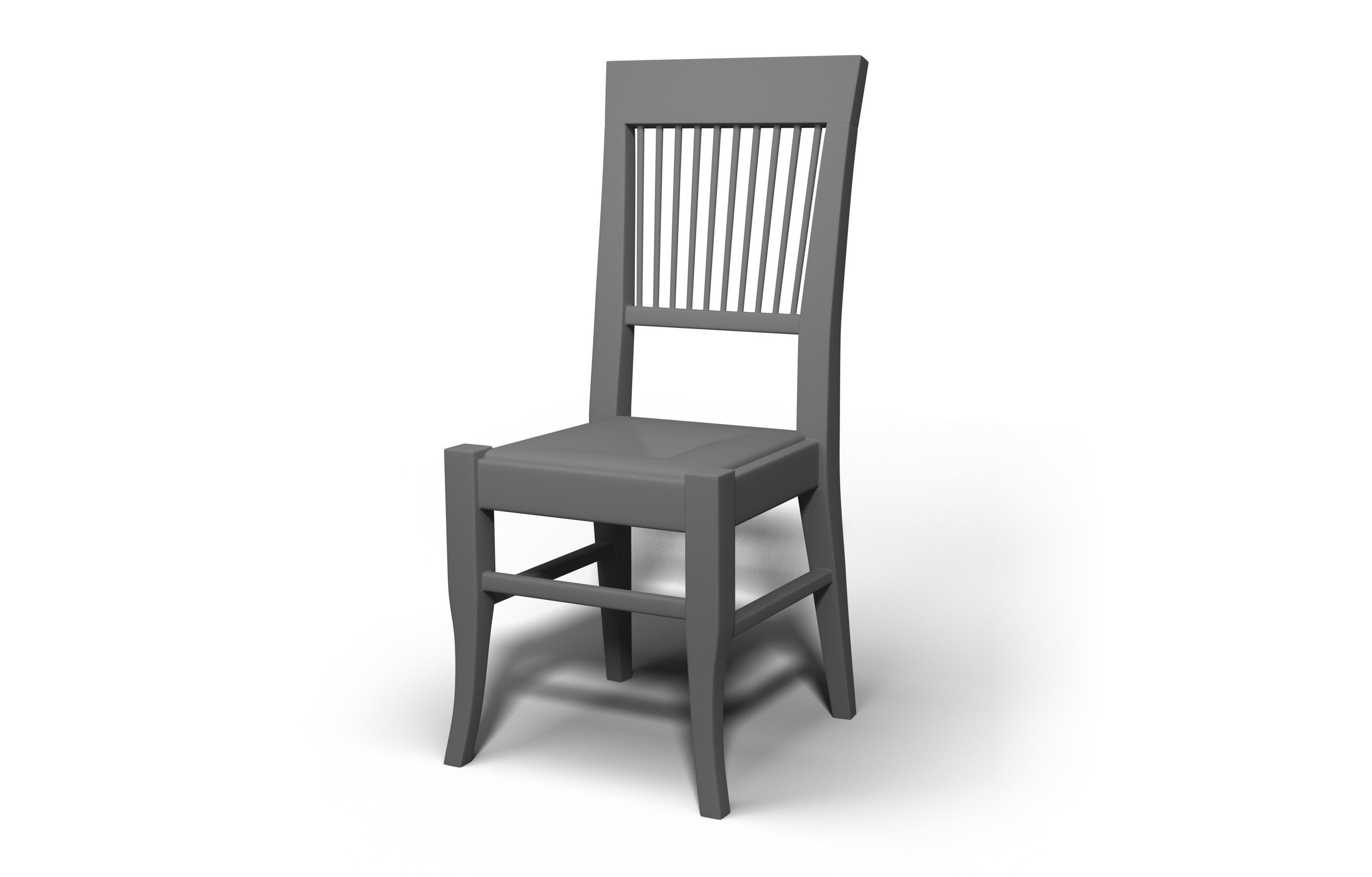 Wooden Chair Low-poly 3D model_4