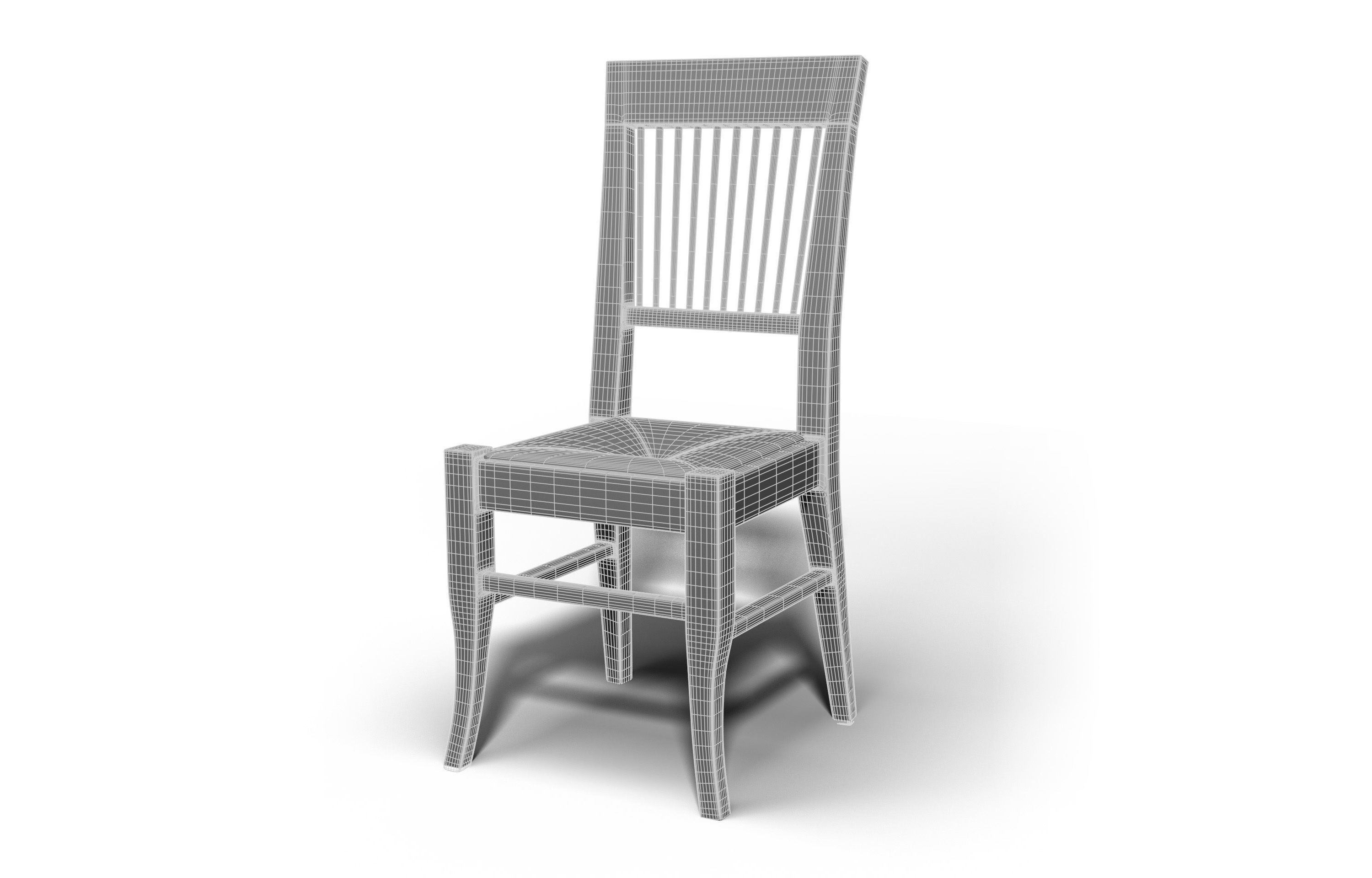 Wooden Chair Low-poly 3D model_10