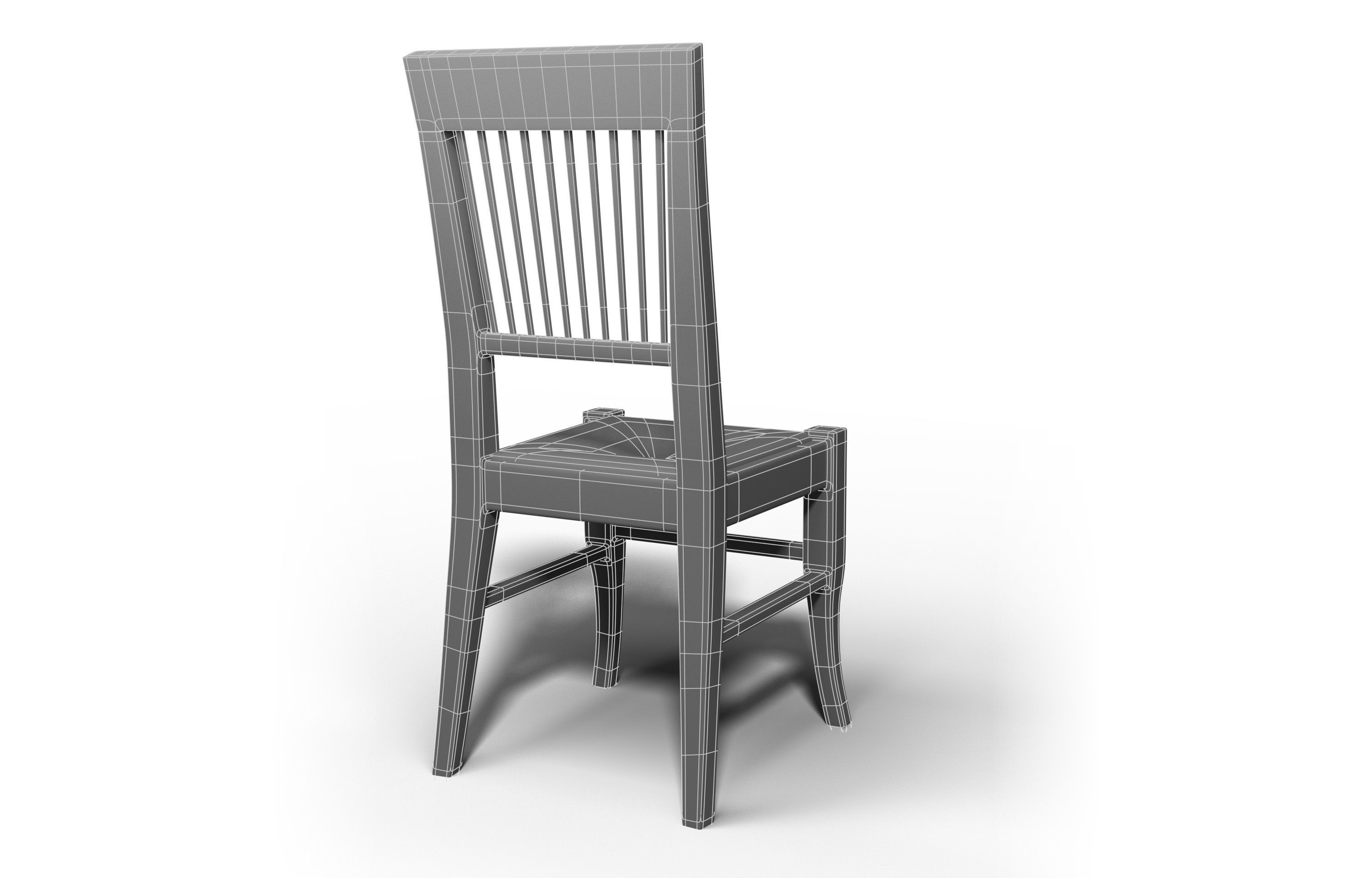 Wooden Chair Low-poly 3D model_15