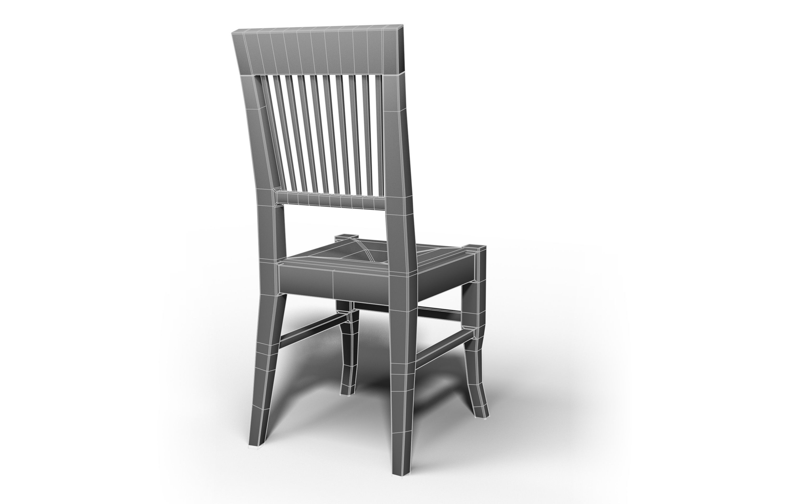 Wooden Chair Low-poly 3D model_14