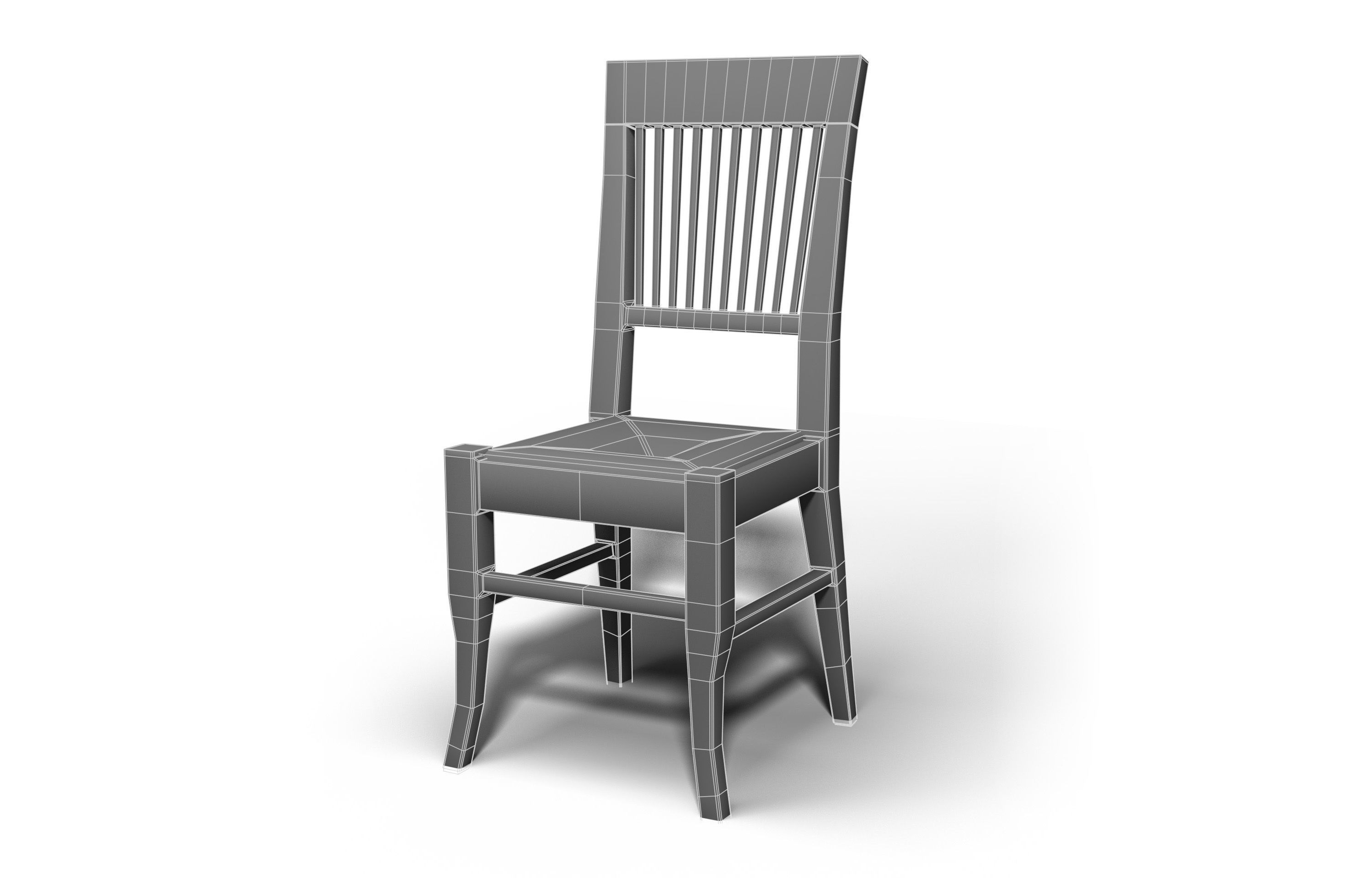 Wooden Chair Low-poly 3D model_8