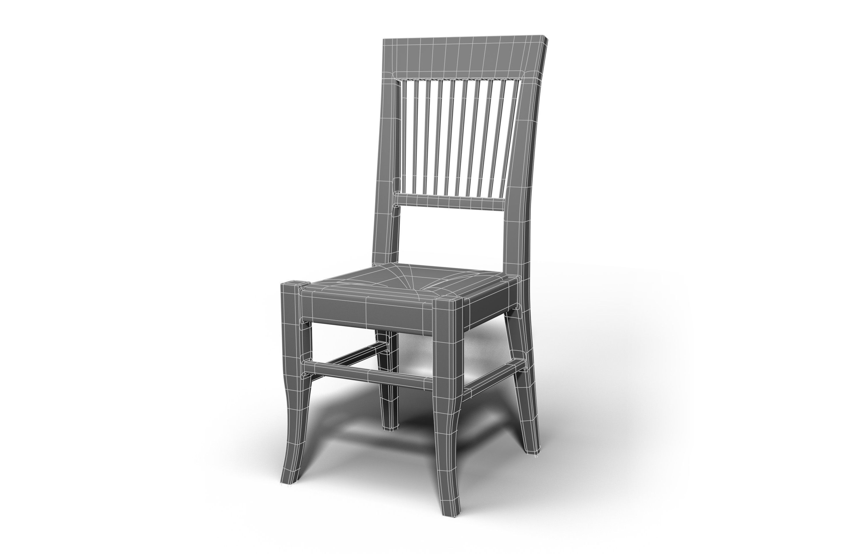 Wooden Chair Low-poly 3D model_9