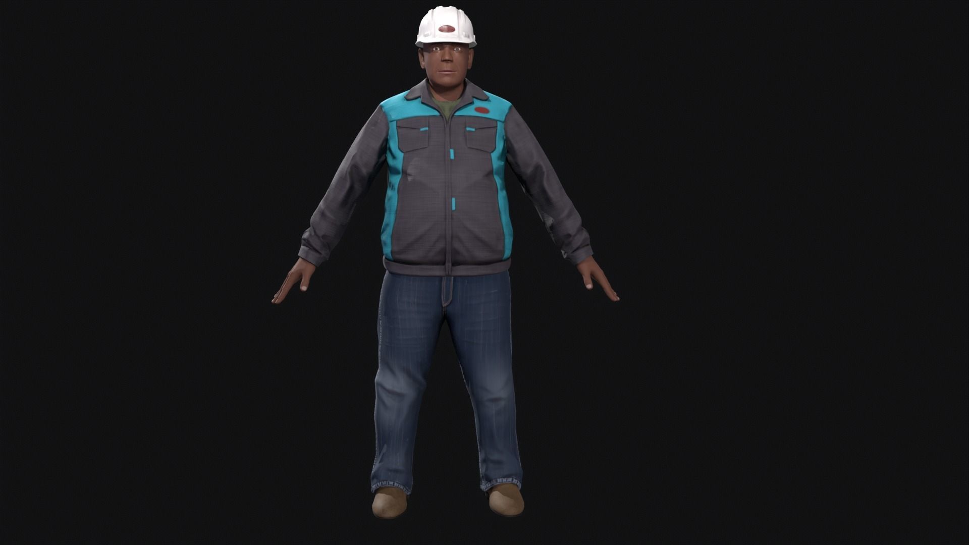 Factory worker low poly Low-poly 3D model_5