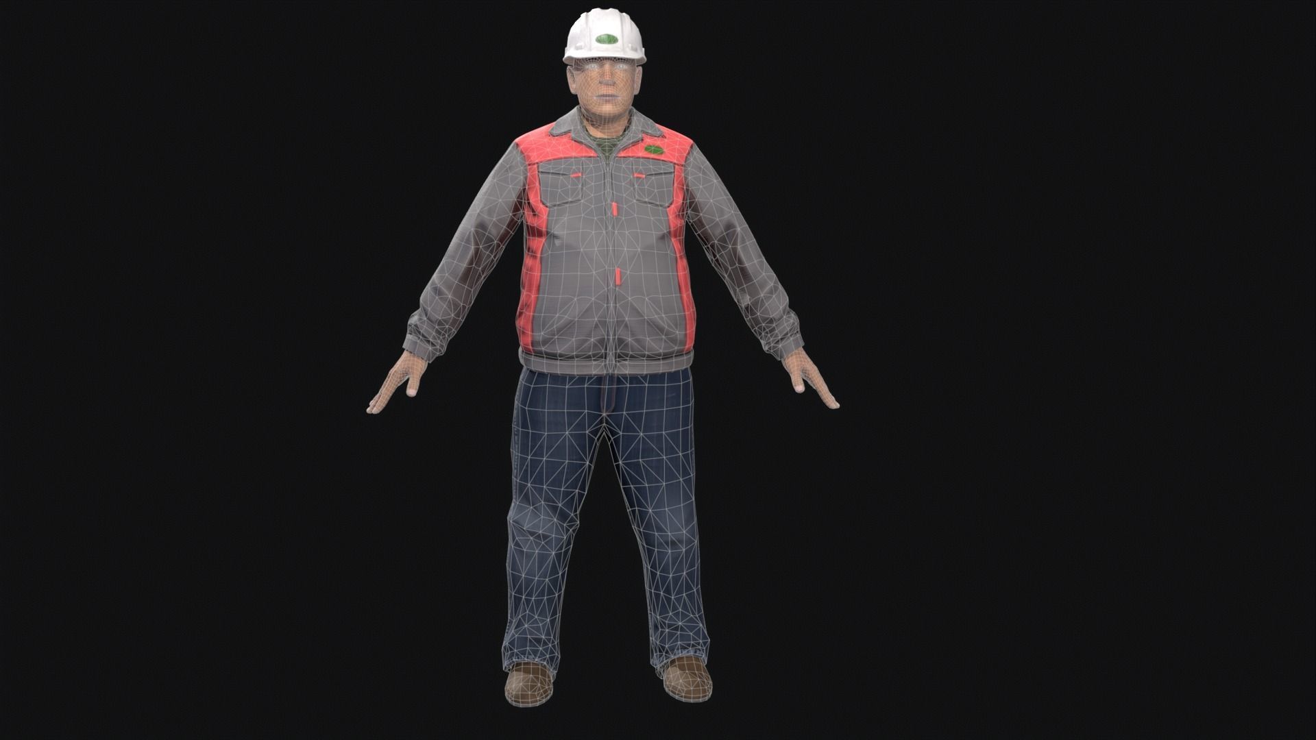 Factory worker low poly Low-poly 3D model_9