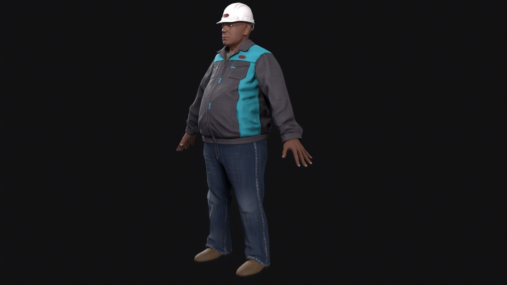 Factory worker low poly Low-poly 3D model_6