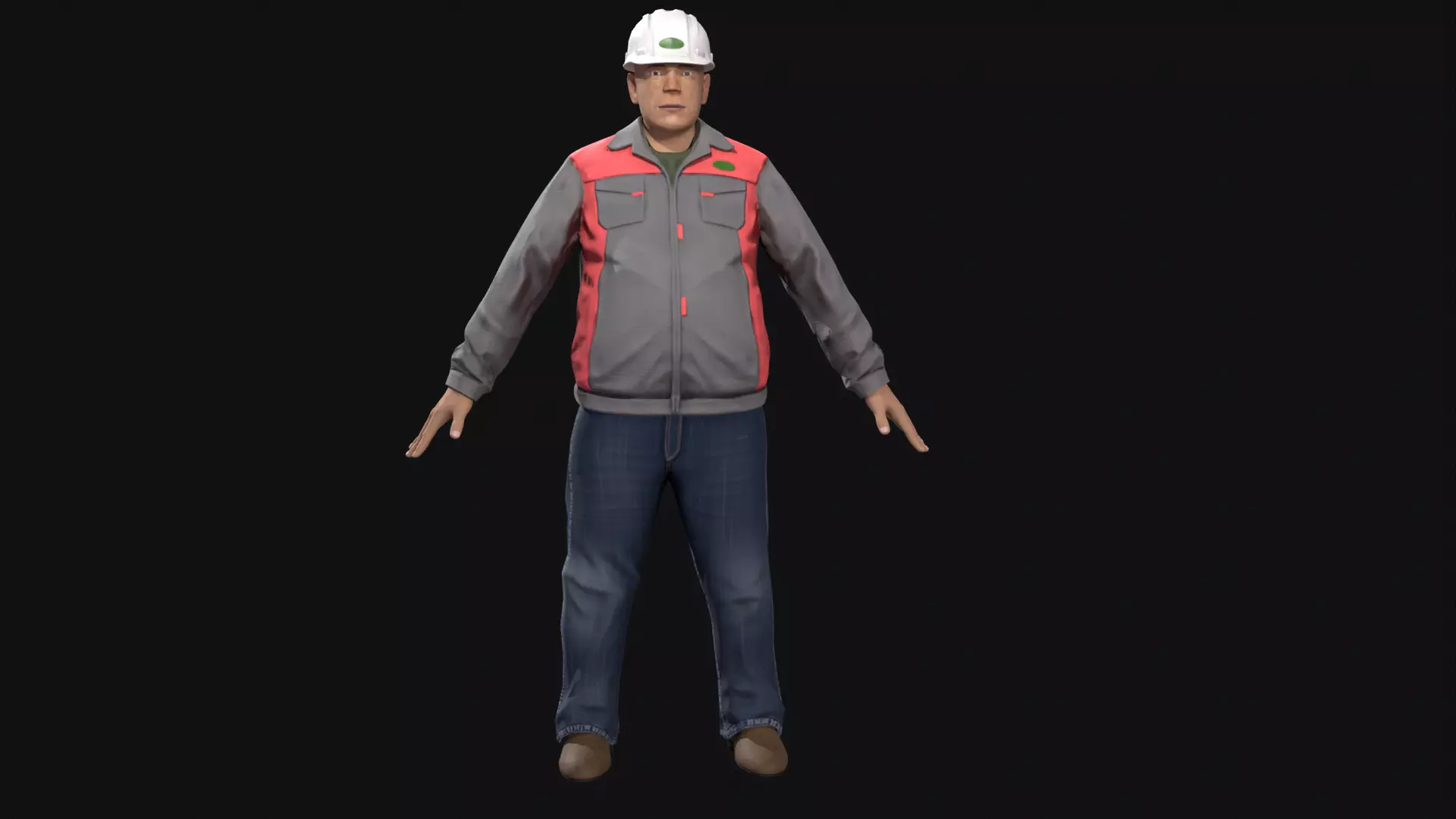 Factory worker low poly Low-poly 3D model_0