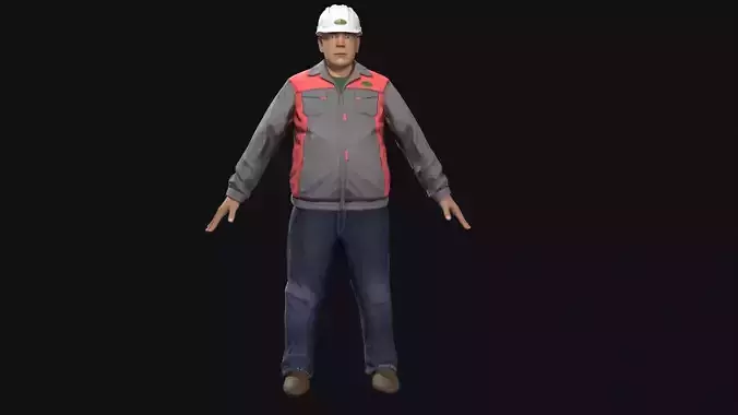 Factory worker low poly Low-poly 3D model