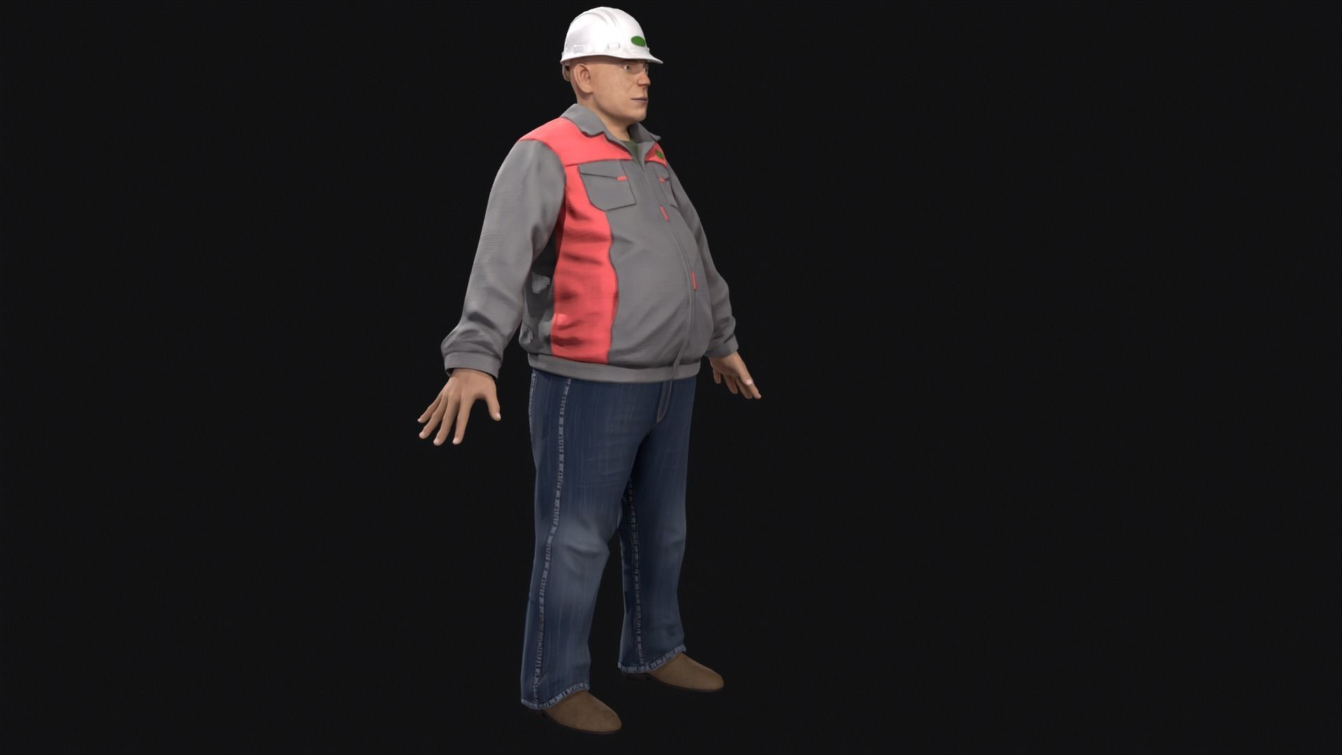 Factory worker low poly Low-poly 3D model_4